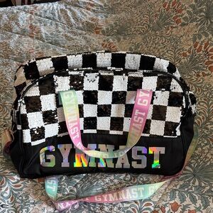 Gymnast Sequin Checkered Duffel Bag - Black & White